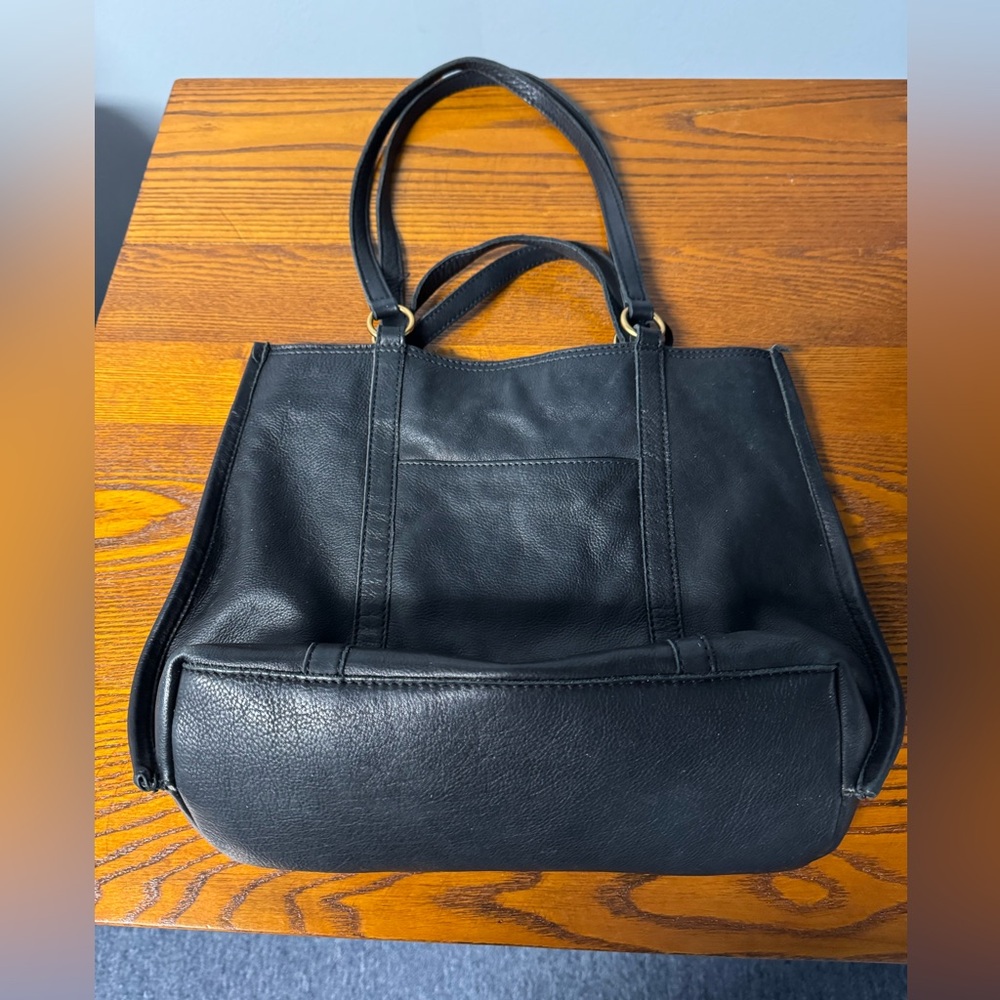 Margot Newyork Black Leather Purse ~ 100% Leather 14”W x 11”T - Picture 2 of 15